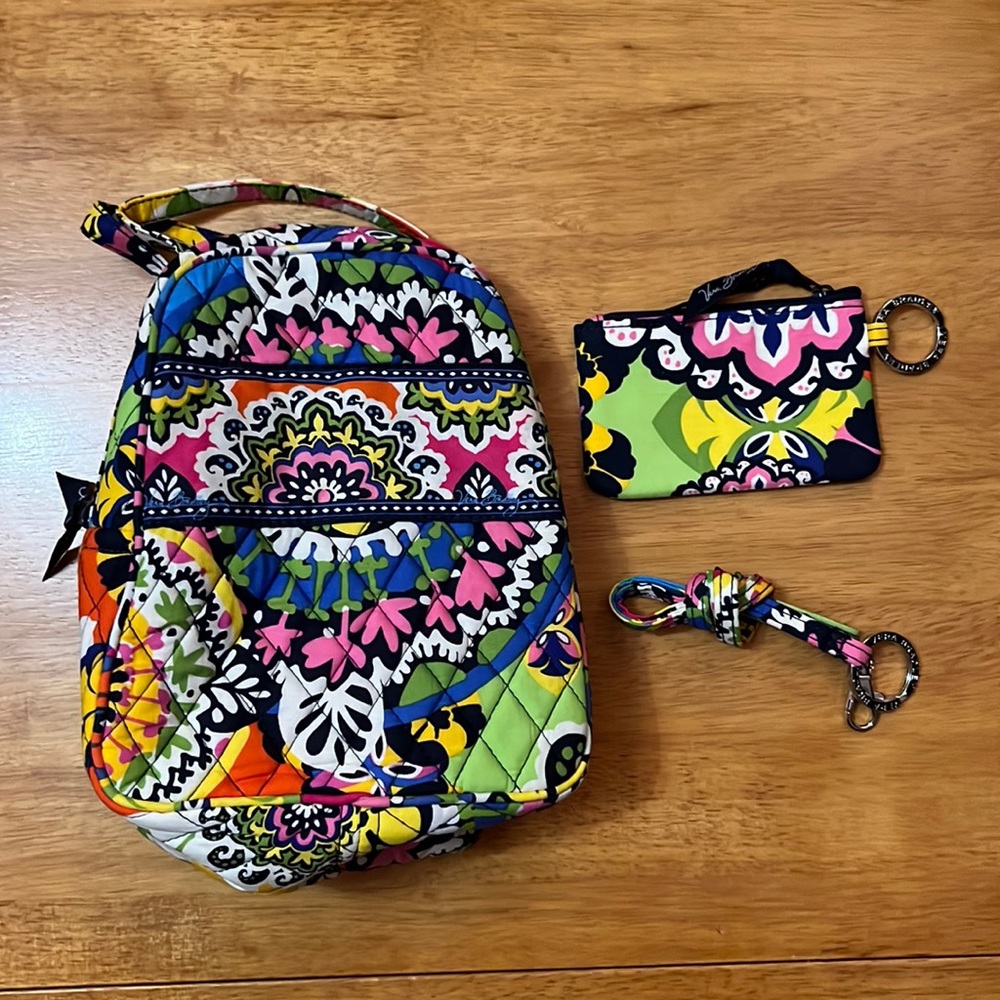 Vera Bradley Lunch Bunch Bag Zip ID Case Lanyard Rio